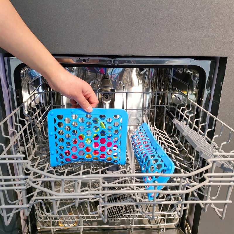 REVEX Silicone Dishwasher Bag,Dishwasher Basket for Baby Items,Baby Bottle Dishwasher Baskets with Adjustable Sizing for Small Parts,Nipples,Pacifiers and Toy Accessories.(Blue),11.8" x 7.9" - Image 4